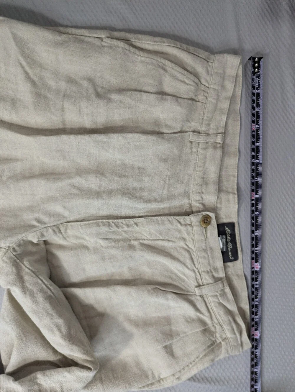 Eddie Bauer 100% Linen Pants Men’s 34x30 Beige Pleated Chino Coastal Old Money